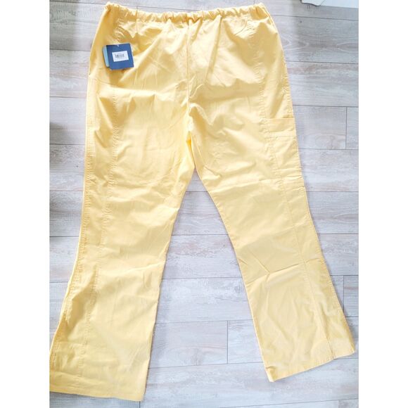 Cherokee Workwear L Yellow Scrub Pants Unisex Drawstring Waist Pockets NWT - Picture 2 of 6